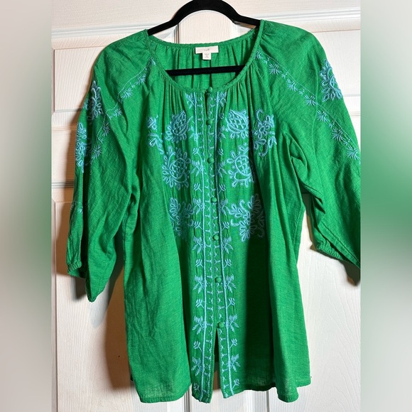 NWT Linen-Blend Embroidered Top
Sz Medium Petite - Picture 5 of 9